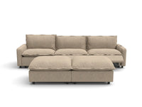 Modular Cero Reclining Sectionals | 5-Piece Khaki Linen Grand Estate U-Shaped Sectionals 3-Seater with 2-Ottomans