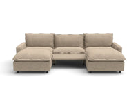 Modular Cero Reclining Sectionals | 5-Piece Khaki Linen Grand Estate U-Shaped Sectionals 3-Seater with 2-Ottomans