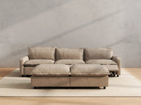 Modular Cero Reclining Sectionals | 5-Piece Khaki Linen Grand Estate U-Shaped Sectionals 3-Seater with 2-Ottomans