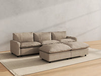 Modular Cero Reclining Sectionals | 5-Piece Khaki Linen Grand Estate U-Shaped Sectionals 3-Seater with 2-Ottomans