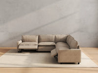 Modular Cero Reclining Sectionals | 5-Piece Khaki Linen Grand Estate V-Shaped Sectionals 5-Seater