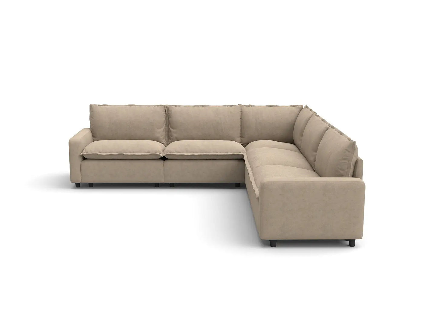 Modular Cero Modular Sectionals | 5-Piece Khaki Linen Grand Estate V-Shaped Sectionals 5-Seater