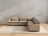 Modular Cero Reclining Sectionals | 5-Piece Khaki Linen Grand Estate V-Shaped Sectionals 5-Seater