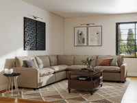 Modular Cero Modular Sectionals | 5-Piece Khaki Linen Grand Estate V-Shaped Sectionals 5-Seater