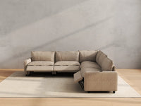 Modular Cero Reclining Sectionals | 5-Piece Khaki Linen Grand Estate V-Shaped Sectionals 5-Seater