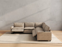 Modular Cero Reclining Sectionals | 5-Piece Khaki Linen Grand Estate V-Shaped Sectionals 5-Seater