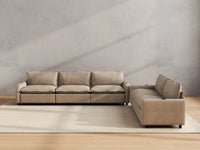 Modular Cero Reclining Sectionals | 5-Piece Khaki Linen Home Living Corner Sectionals 5-Seater