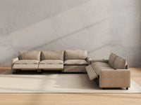 Modular Cero Reclining Sectionals | 5-Piece Khaki Linen Home Living Corner Sectionals 5-Seater