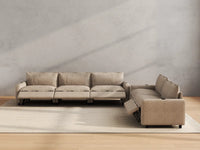 Modular Cero Reclining Sectionals | 5-Piece Khaki Linen Home Living Corner Sectionals 5-Seater