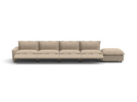 Modular Cero Reclining Sectionals | 5-Piece Khaki Linen Home Living Couch Sectionals 4-Seater with 1-Ottoman