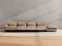 Modular Cero Reclining Sectionals | 5-Piece Khaki Linen Home Living Couch Sectionals 4-Seater with 1-Ottoman