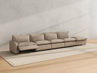 Modular Cero Sectional Couch with Recliner and Chaise | 5-Piece Khaki Linen Home Living Couch Sectionals 4-Seater with 1-Ottoman