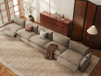 Modular Cero Reclining Sectionals | 5-Piece Khaki Linen Home Living Couch Sectionals 5-Seater