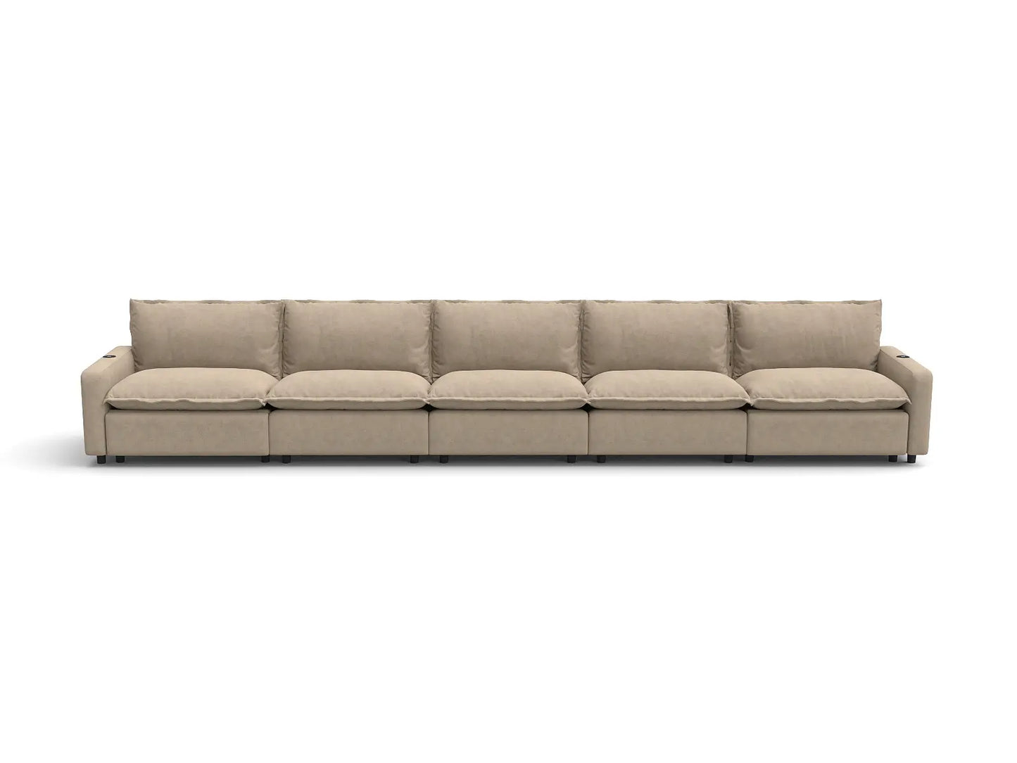 Modular Cero Reclining Sectionals | 5-Piece Khaki Linen Home Living Couch Sectionals 5-Seater