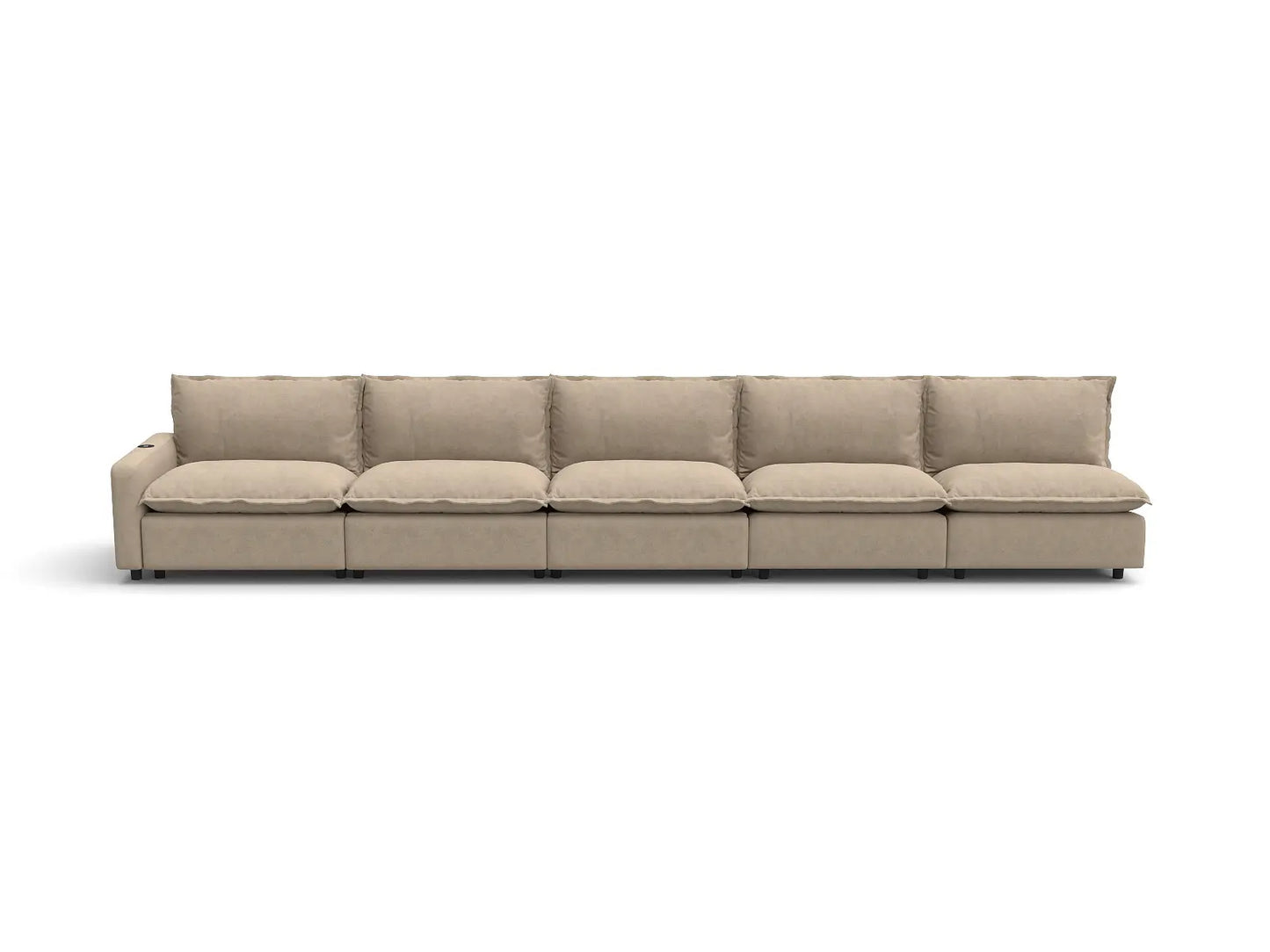 Modular Cero Reclining Sectionals | 5-Piece Khaki Linen Home Living Couch Sectionals 5-Seater