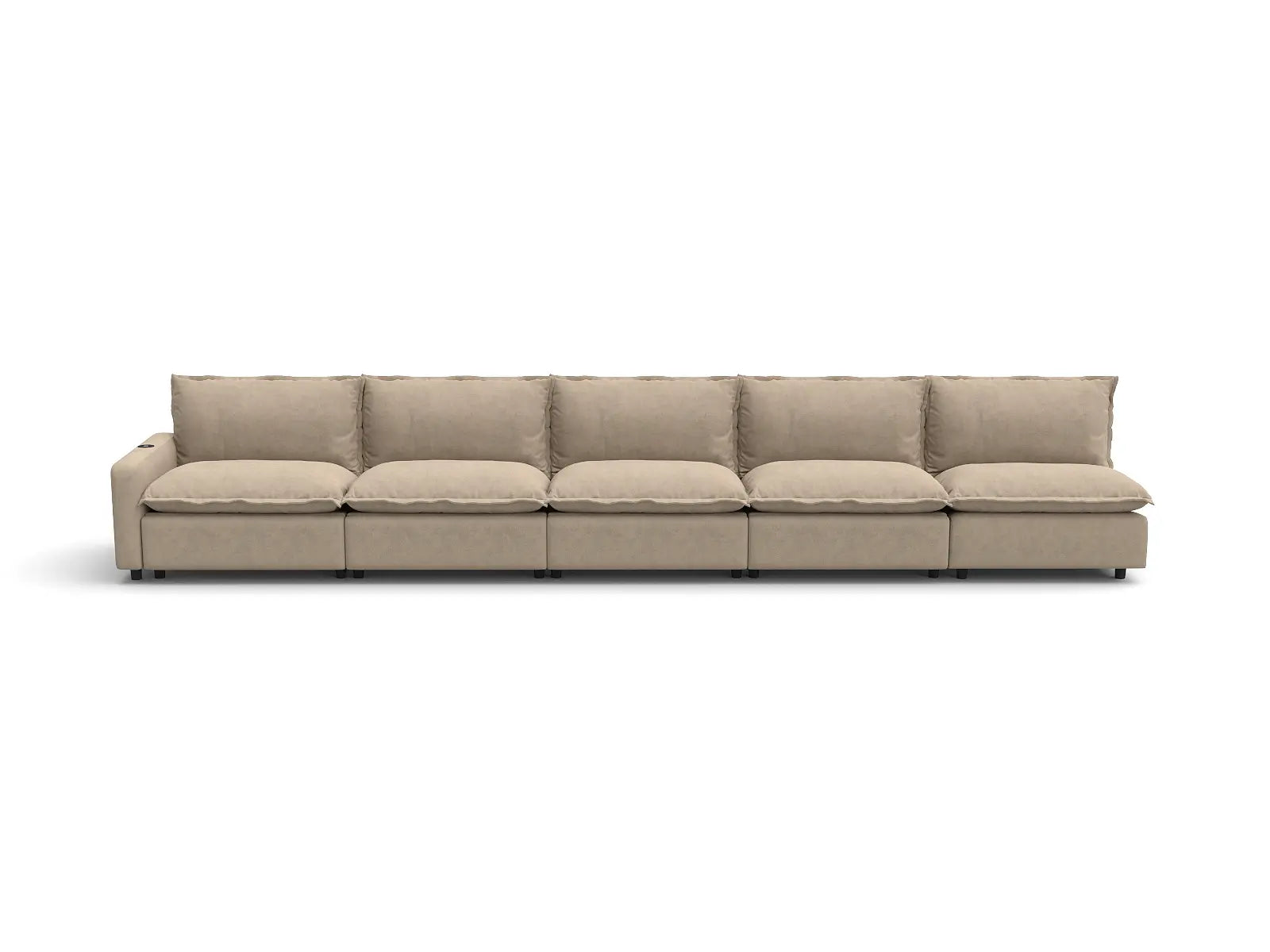 Modular Cero Sectional Reclining Couch | 5-Piece Khaki Linen Home Living Couch Sectionals 5-Seater