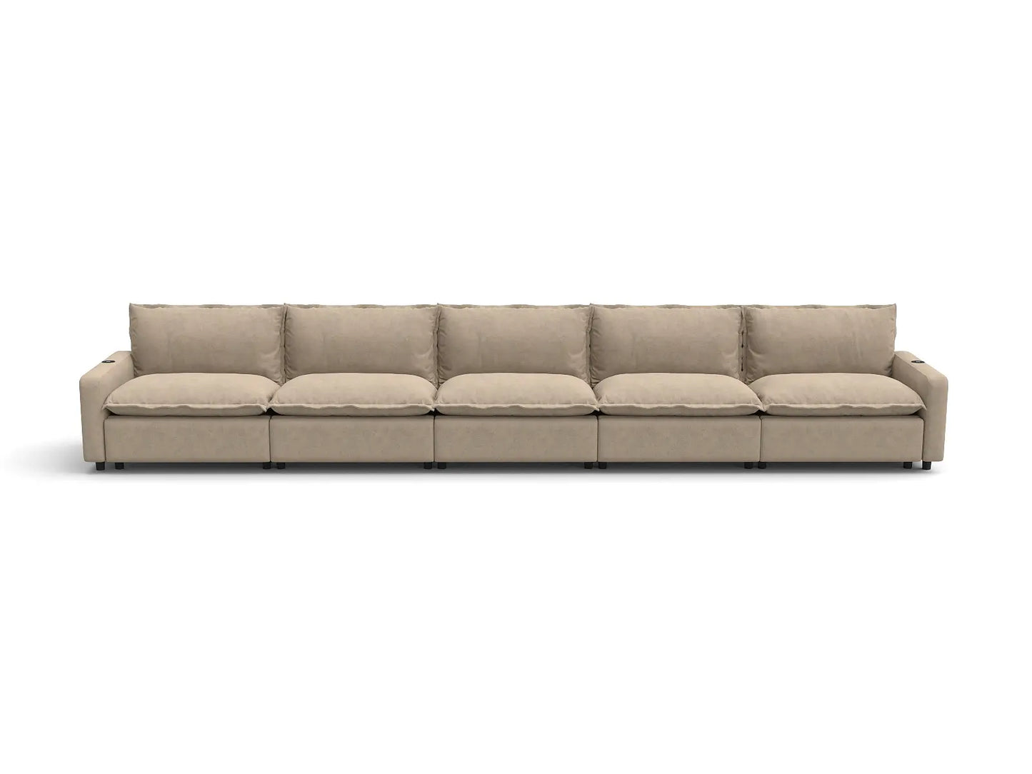 Modular Cero Reclining Sectionals | 5-Piece Khaki Linen Home Living Couch Sectionals 5-Seater