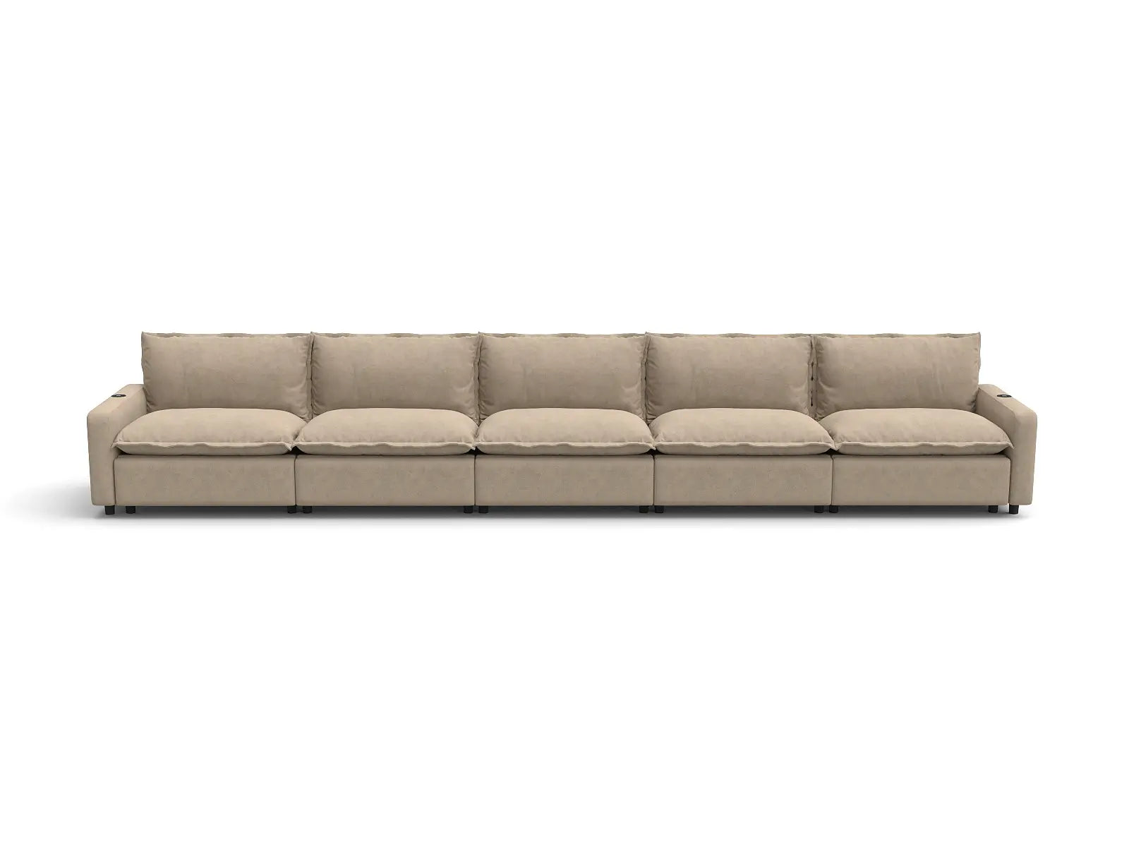 Modular Cero Sectional Couch Recliner | 5-Piece Khaki Linen Home Living Couch Sectionals 5-Seater