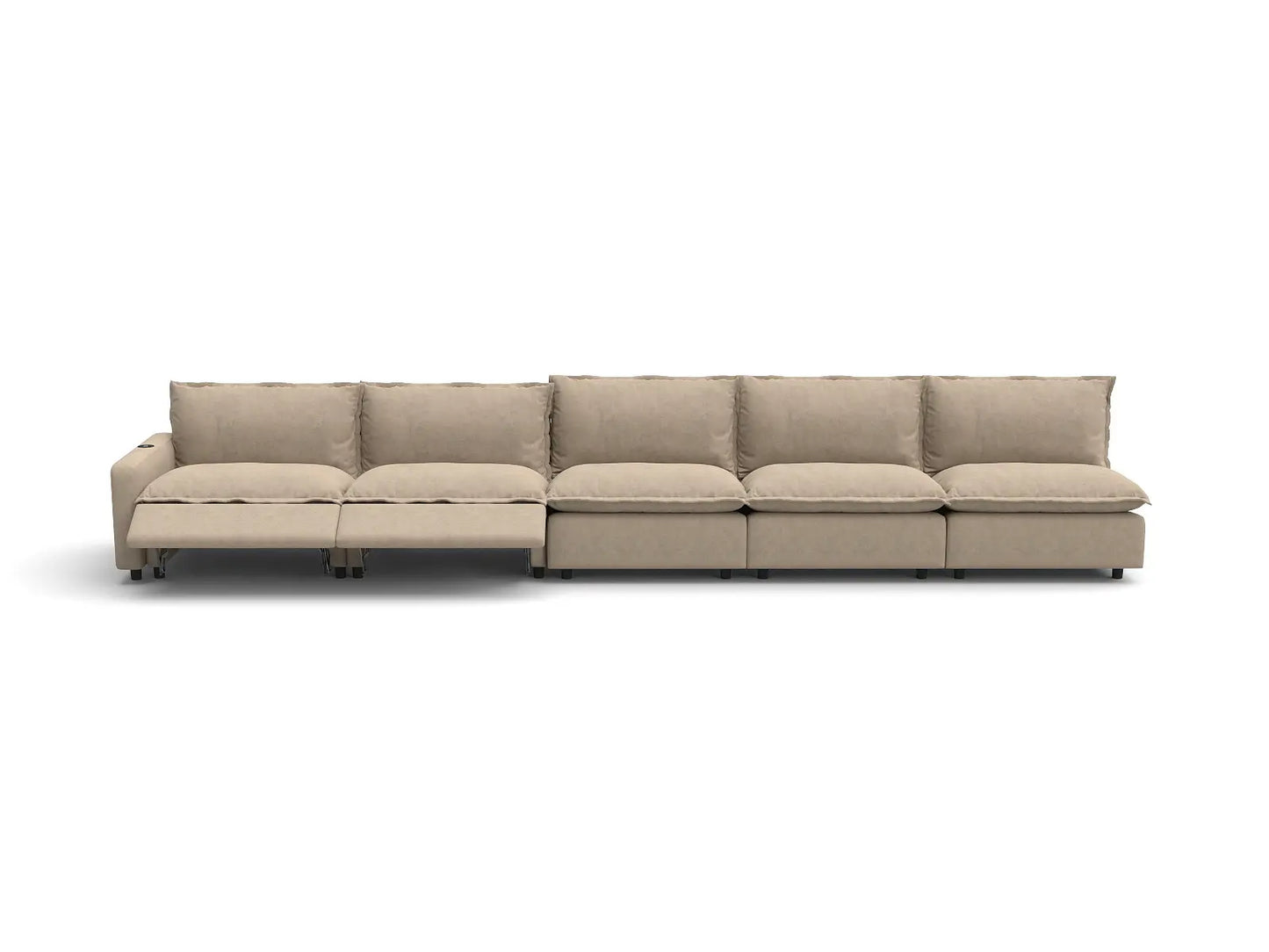 Modular Cero Reclining Sectionals | 5-Piece Khaki Linen Home Living Couch Sectionals 5-Seater