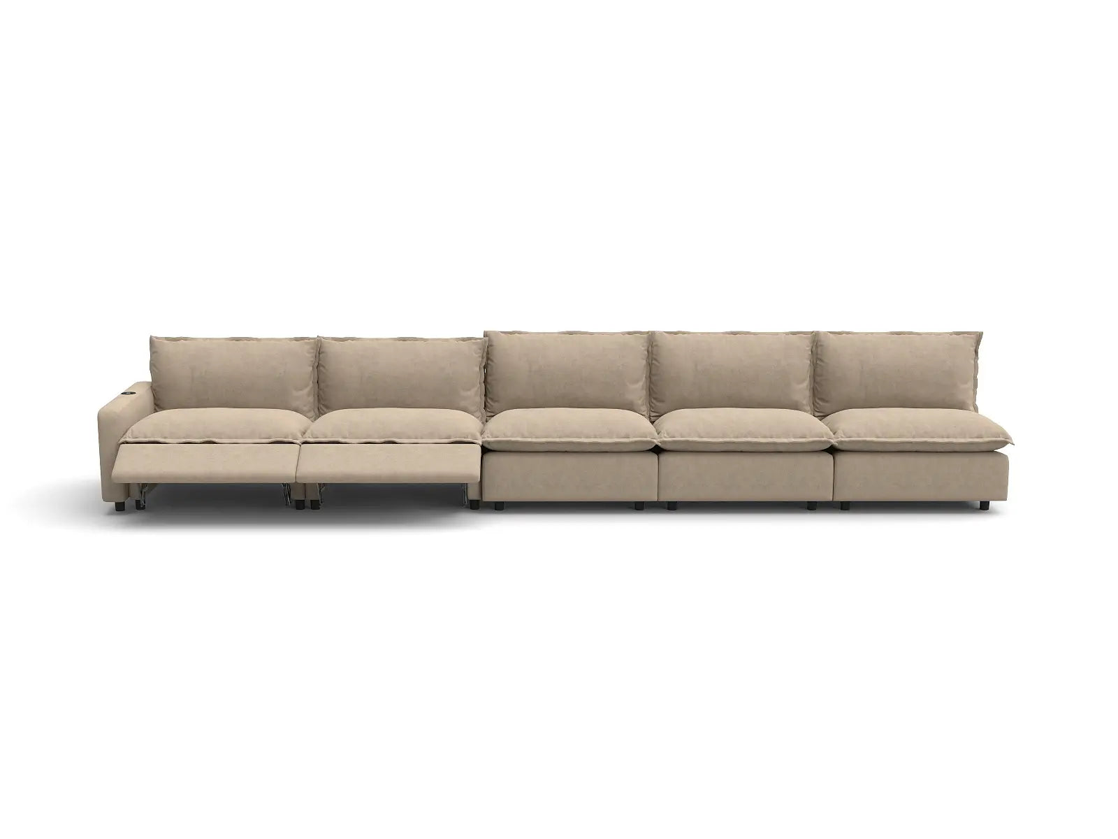Modular Cero Large Reclining Sectional | 5-Piece Khaki Linen Home Living Couch Sectionals 5-Seater