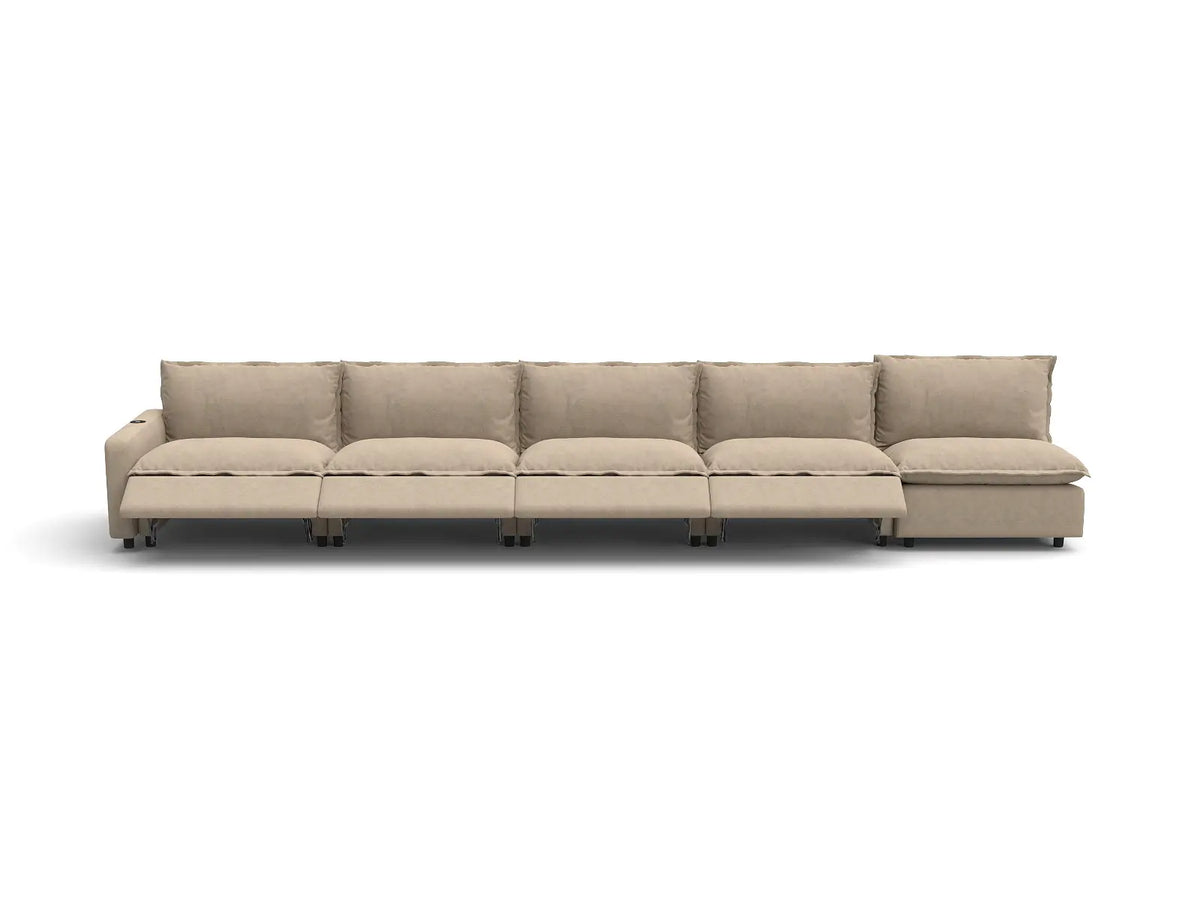 Modular Cero Reclining Sectionals | 5-Piece Khaki Linen Home Living Couch Sectionals 5-Seater