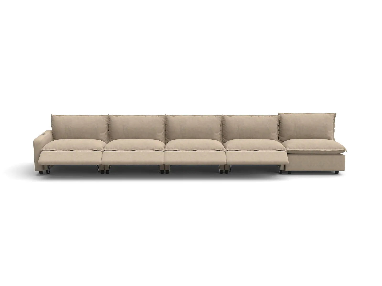 Modular Cero Sectional Reclining Couch | 5-Piece Khaki Linen Home Living Couch Sectionals 5-Seater