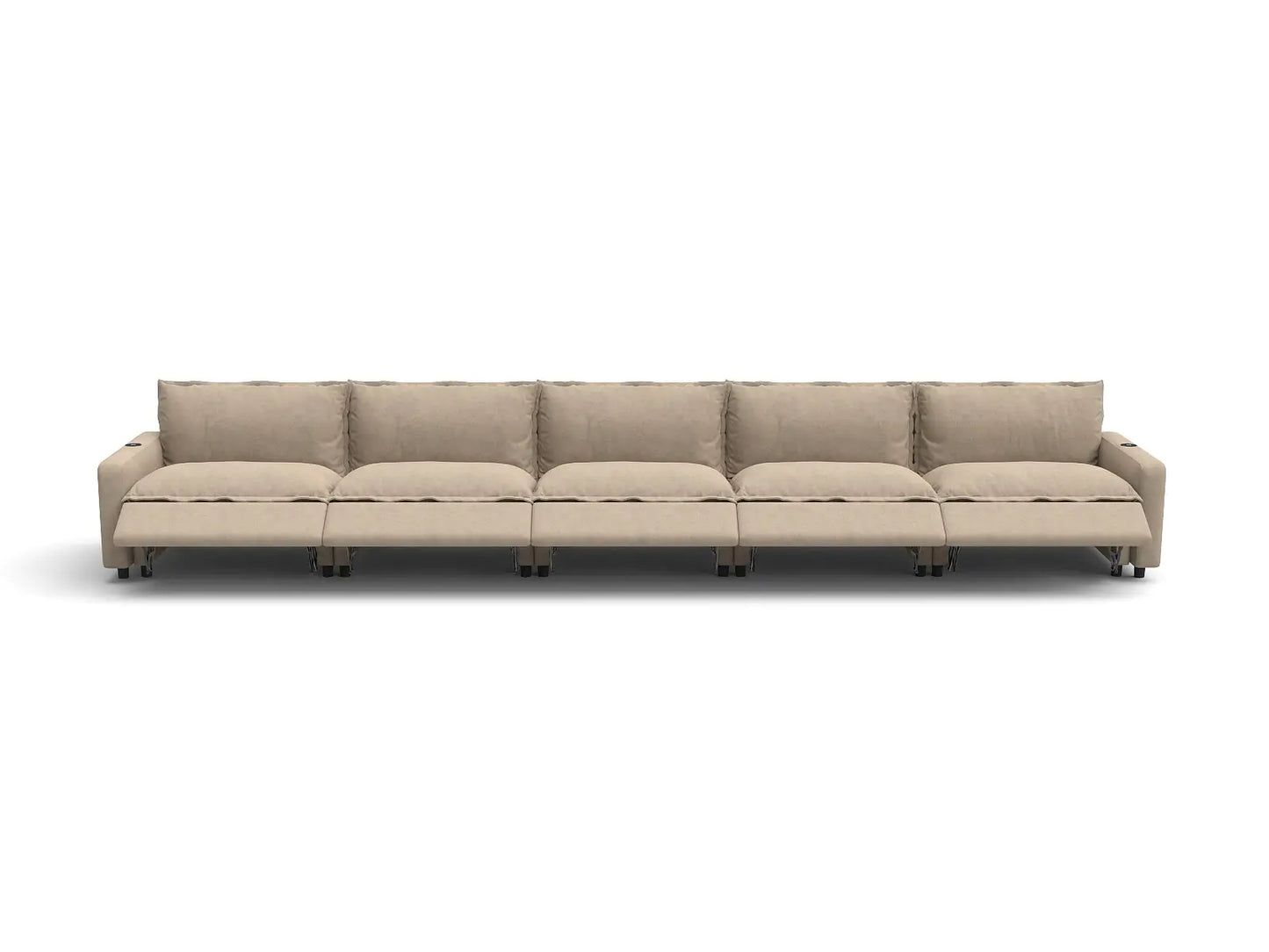 Modular Cero Reclining Sectionals | 5-Piece Khaki Linen Home Living Couch Sectionals 5-Seater
