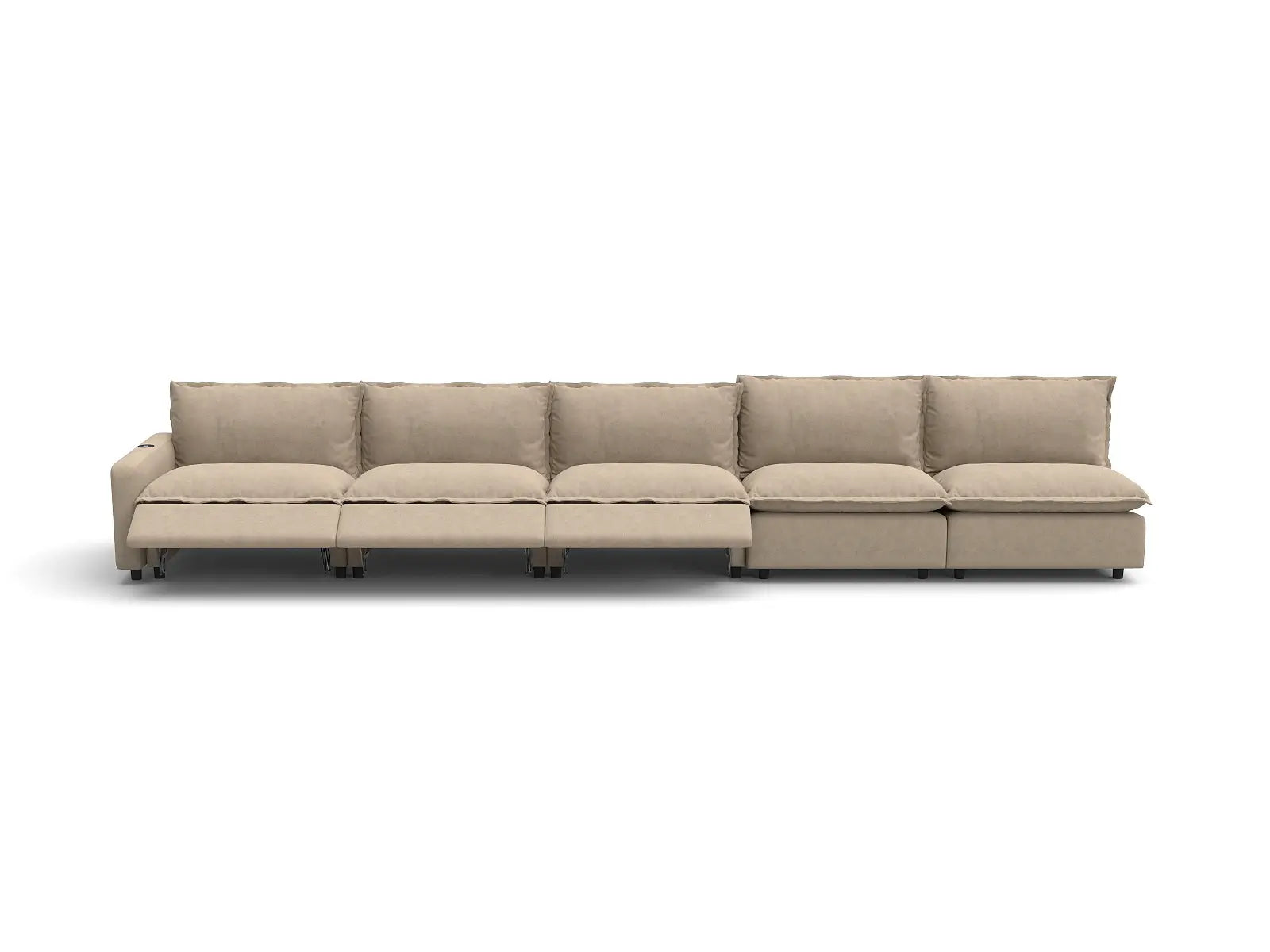 Modular Cero Couch Recliner Sectional | 5-Piece Khaki Linen Home Living Couch Sectionals 5-Seater