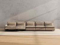 Modular Cero Reclining Sectionals | 5-Piece Khaki Linen Home Living Couch Sectionals 5-Seater