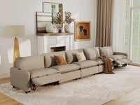 Modular Cero Reclining Sectionals | 5-Piece Khaki Linen Home Living Couch Sectionals 5-Seater
