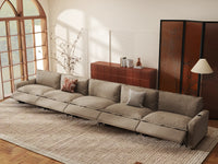 Modular Cero Reclining Sectionals | 5-Piece Khaki Linen Home Living Couch Sectionals 5-Seater