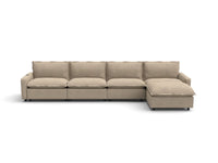 Modular Cero Reclining Sectionals | 5-Piece Khaki Linen Home Living L-Shaped Sectionals 4-Seater with 1-Ottoman