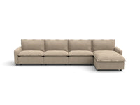 Modular Cero Modular Sectional with Ottoman | 5-Piece Khaki Linen Home Living L-Shaped Sectionals 4-Seater with 1-Ottoman
