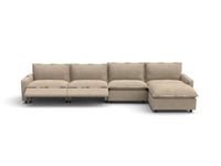 Modular Cero Reclining Sectionals | 5-Piece Khaki Linen Home Living L-Shaped Sectionals 4-Seater with 1-Ottoman