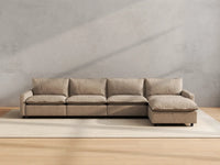 Modular Cero Modular Sectional with Ottoman | 5-Piece Khaki Linen Home Living L-Shaped Sectionals 4-Seater with 1-Ottoman