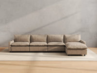 Modular Cero Reclining Sectionals | 5-Piece Khaki Linen Home Living L-Shaped Sectionals 4-Seater with 1-Ottoman