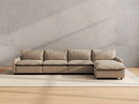 Modular Cero Reclining Sectionals | 5-Piece Khaki Linen Home Living L-Shaped Sectionals 4-Seater with 1-Ottoman