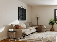 Modular Cero Reclining Sectionals | 5-Piece Khaki Linen Home Living L-Shaped Sectionals 4-Seater with 1-Ottoman