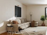 Modular Cero Reclining Sectionals | 5-Piece Khaki Linen Home Living L-Shaped Sectionals 4-Seater with 1-Ottoman