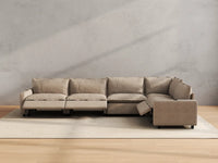 Modular Cero L Shaped Sectional Sofa with Recliner | 5-Piece Khaki Linen Home Living L-Shaped Sectionals 5-Seater