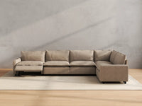 Modular Cero Reclining Sectionals | 5-Piece Khaki Linen Home Living L-Shaped Sectionals 5-Seater