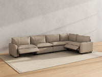Modular Cero L Shaped Reclining Sectional | 5-Piece Khaki Linen Home Living L-Shaped Sectionals 5-Seater