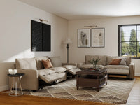 Modular Cero Reclining Sectionals | 5-Piece Khaki Linen Large Space Corner Sectionals 5-Seater