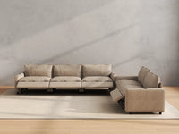 Modular Cero Reclining Sectionals | 5-Piece Khaki Linen Large Space Corner Sectionals 5-Seater