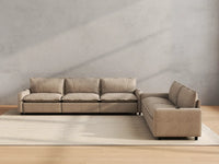 Modular Cero Reclining Sectionals | 5-Piece Khaki Linen Large Space Corner Sectionals 5-Seater