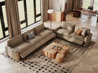 Modular Cero Reclining Sectionals | 5-Piece Khaki Linen Large Space Corner Sectionals 5-Seater