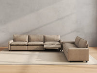 Modular Cero Reclining Sectionals | 5-Piece Khaki Linen Large Space Corner Sectionals 5-Seater