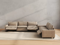 Modular Cero Reclining Sectionals | 5-Piece Khaki Linen Large Space Corner Sectionals 5-Seater