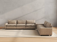 Modular Cero Reclining Sectionals | 5-Piece Khaki Linen Large Space Corner Sectionals 5-Seater