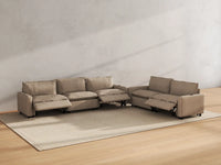 Modular Cero Reclining Sectionals | 5-Piece Khaki Linen Large Space Corner Sectionals 5-Seater